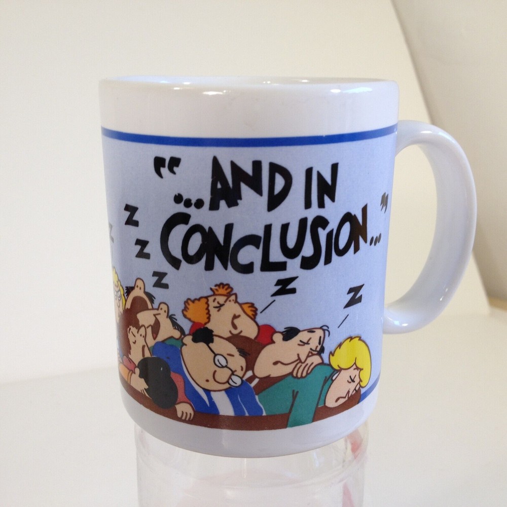 Dicksons Coffee Mug Tea Cup Colorful Crowd sleeping w/Speaker And in Conclusion